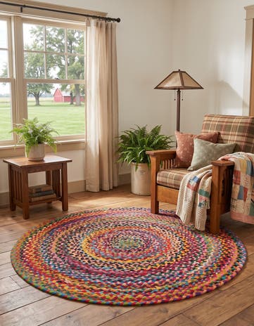 Handmade Braided Chindi Round Rug
