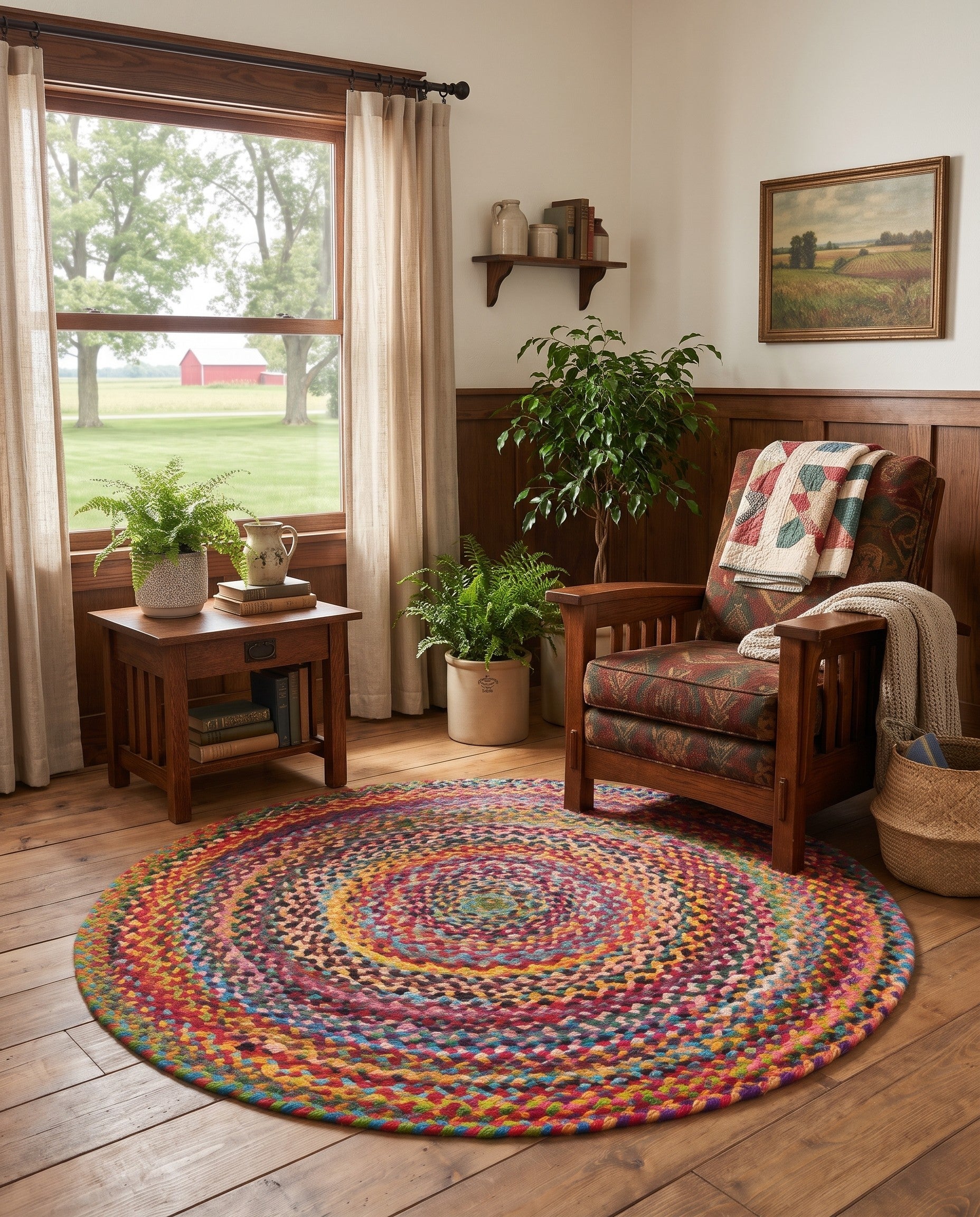 Handmade Braided Chindi Round Rug