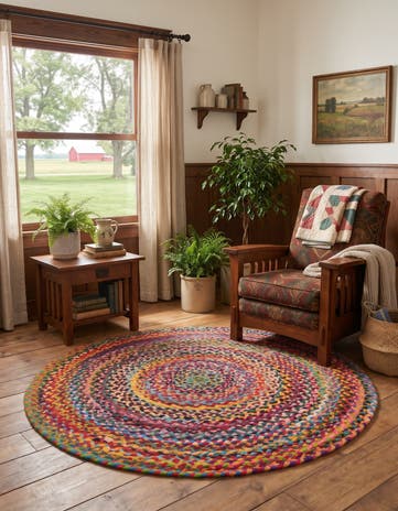Handmade Braided Chindi Round Rug