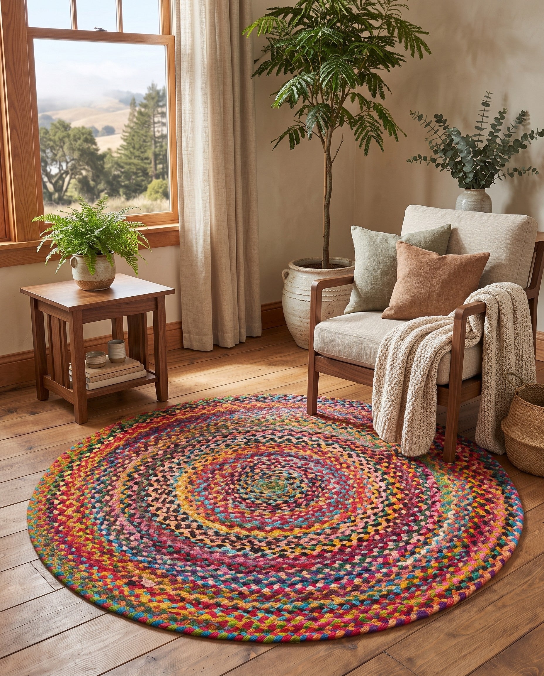 Handmade Braided Chindi Round Rug