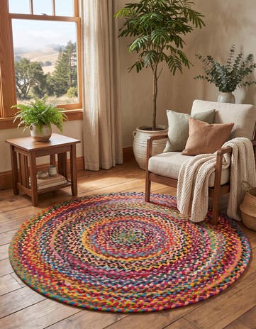 Handmade Braided Chindi Round Rug