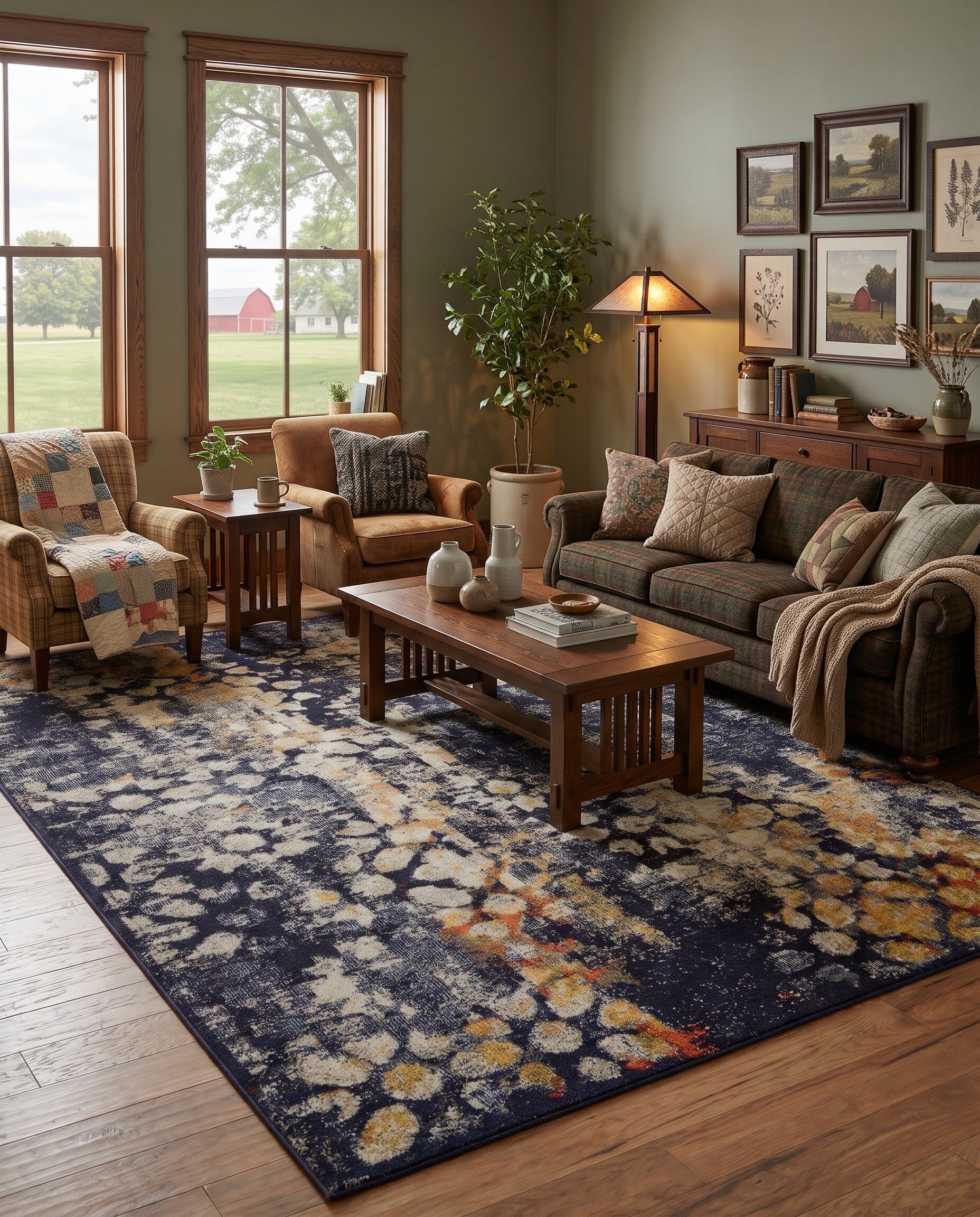 Navy Blue Washable Carnevale Rug