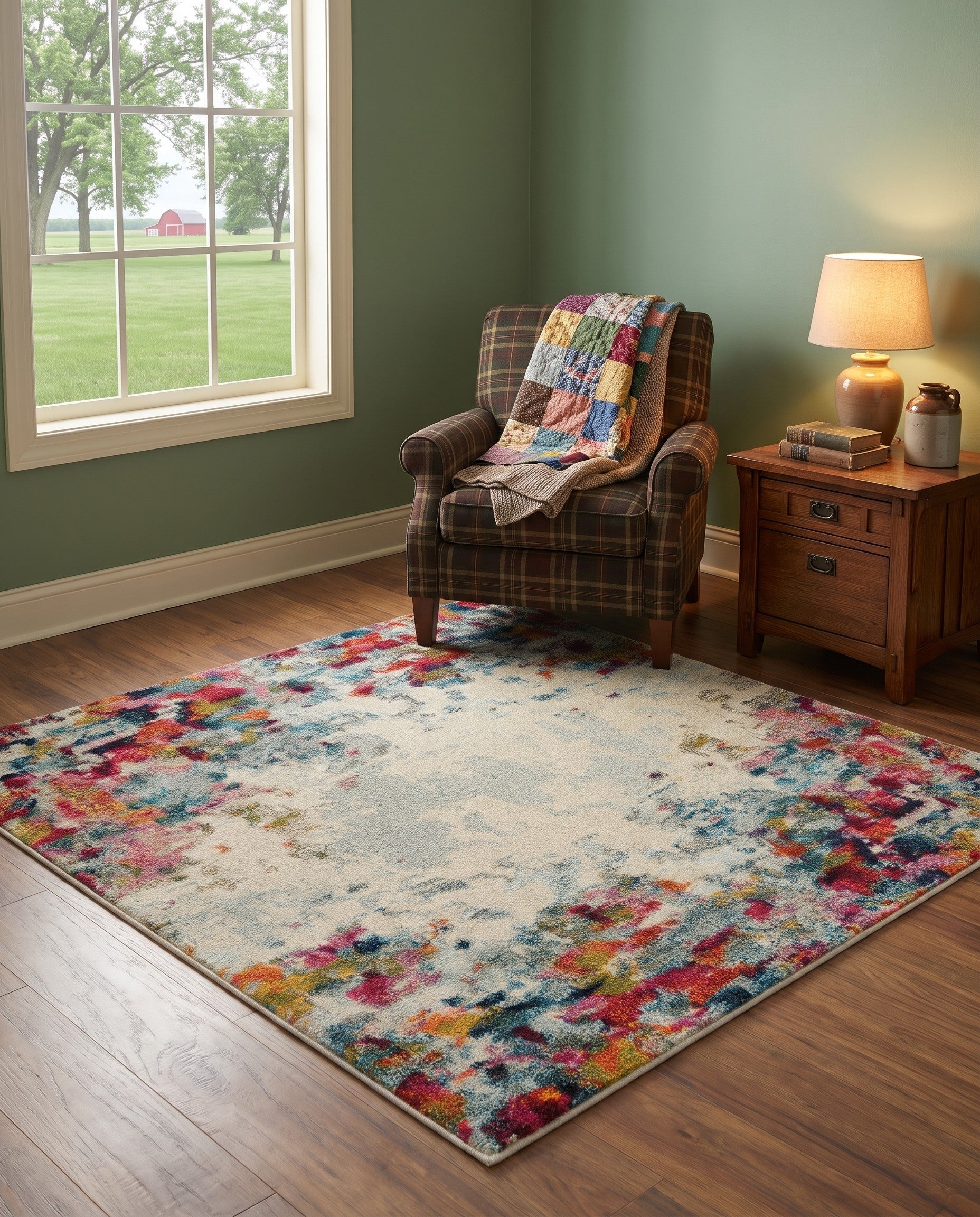 4' x 4' Washable Theia Square Rug