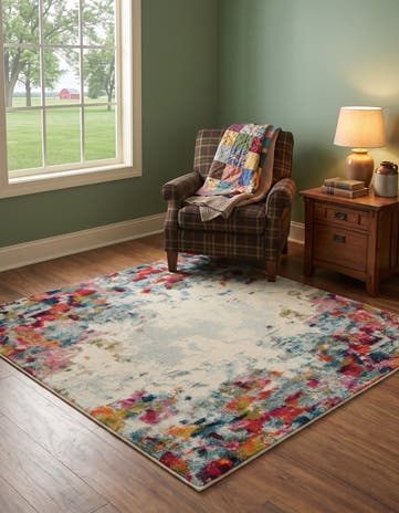4' x 4' Washable Theia Square Rug