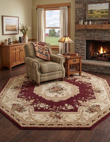 Red Chateau Octagon Rug