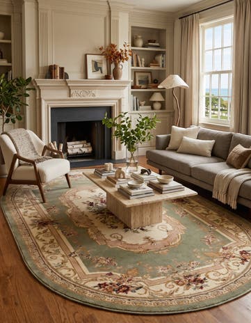 Green Chateau Oval Rug