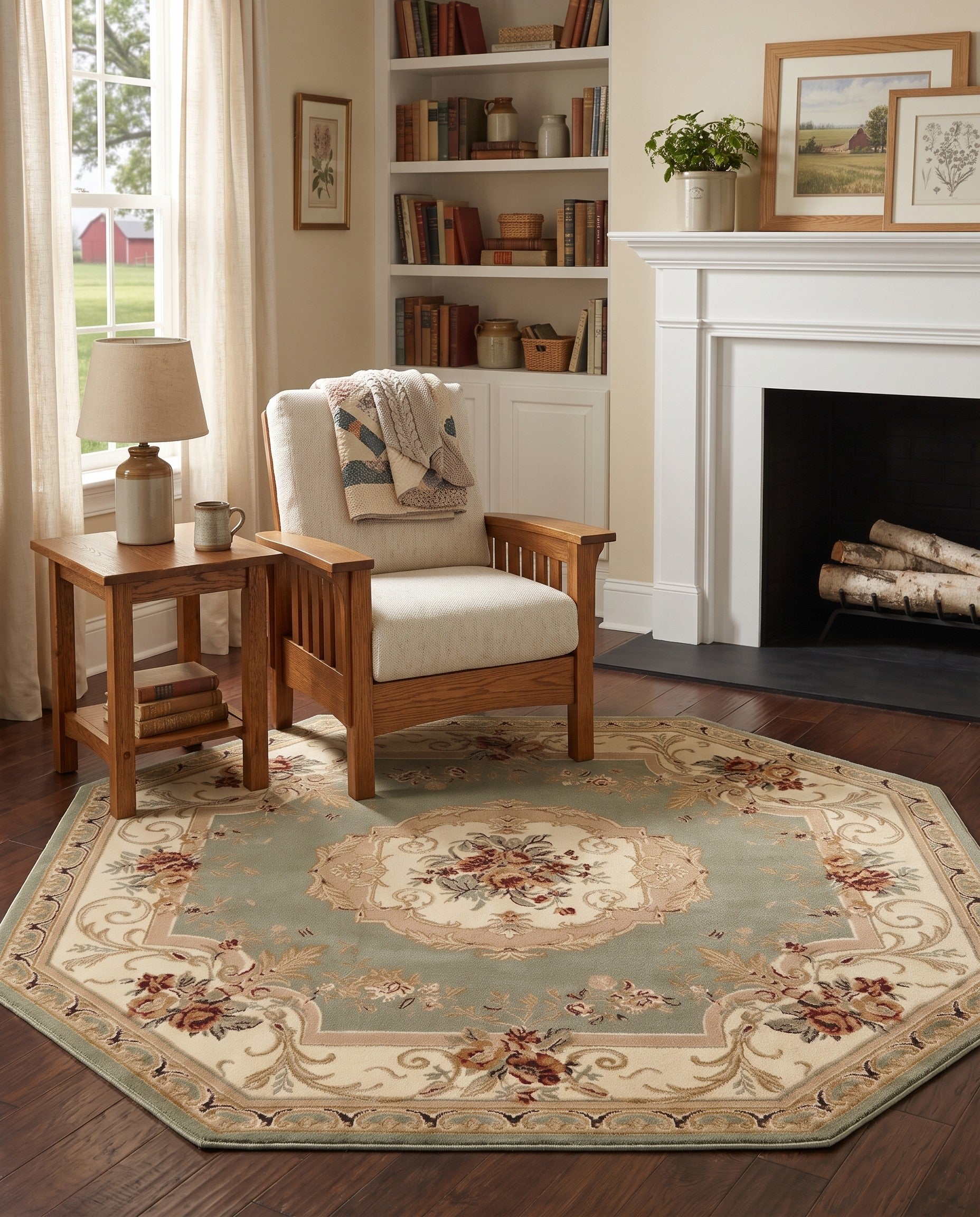 Green Chateau Octagon Rug