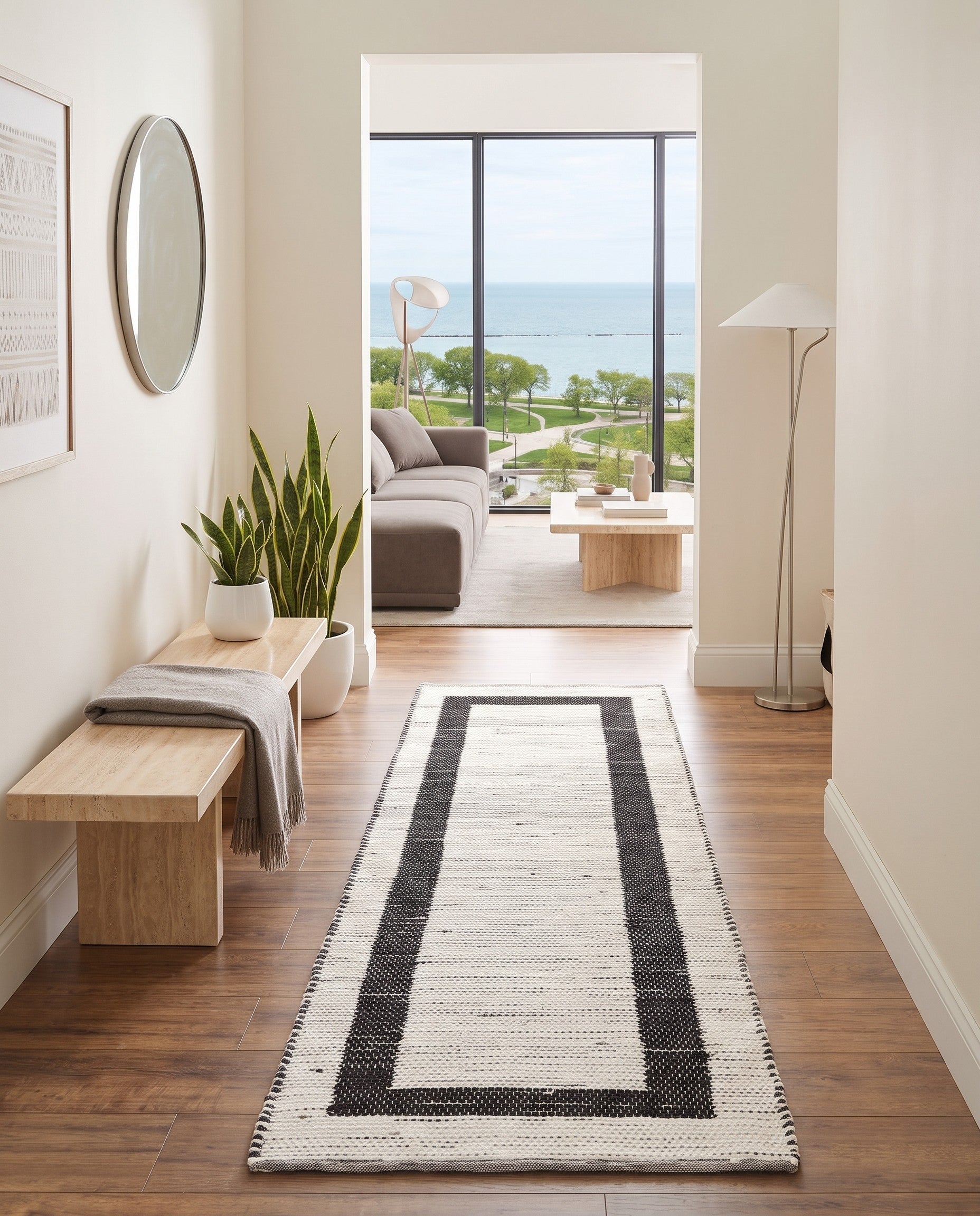 2' 7 x 10' Hand Woven Chindi Jute Runner Rug