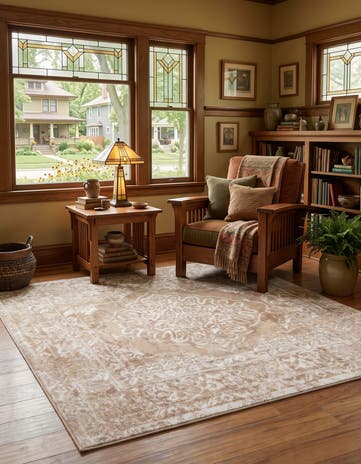 Beige Oxford Square Rug