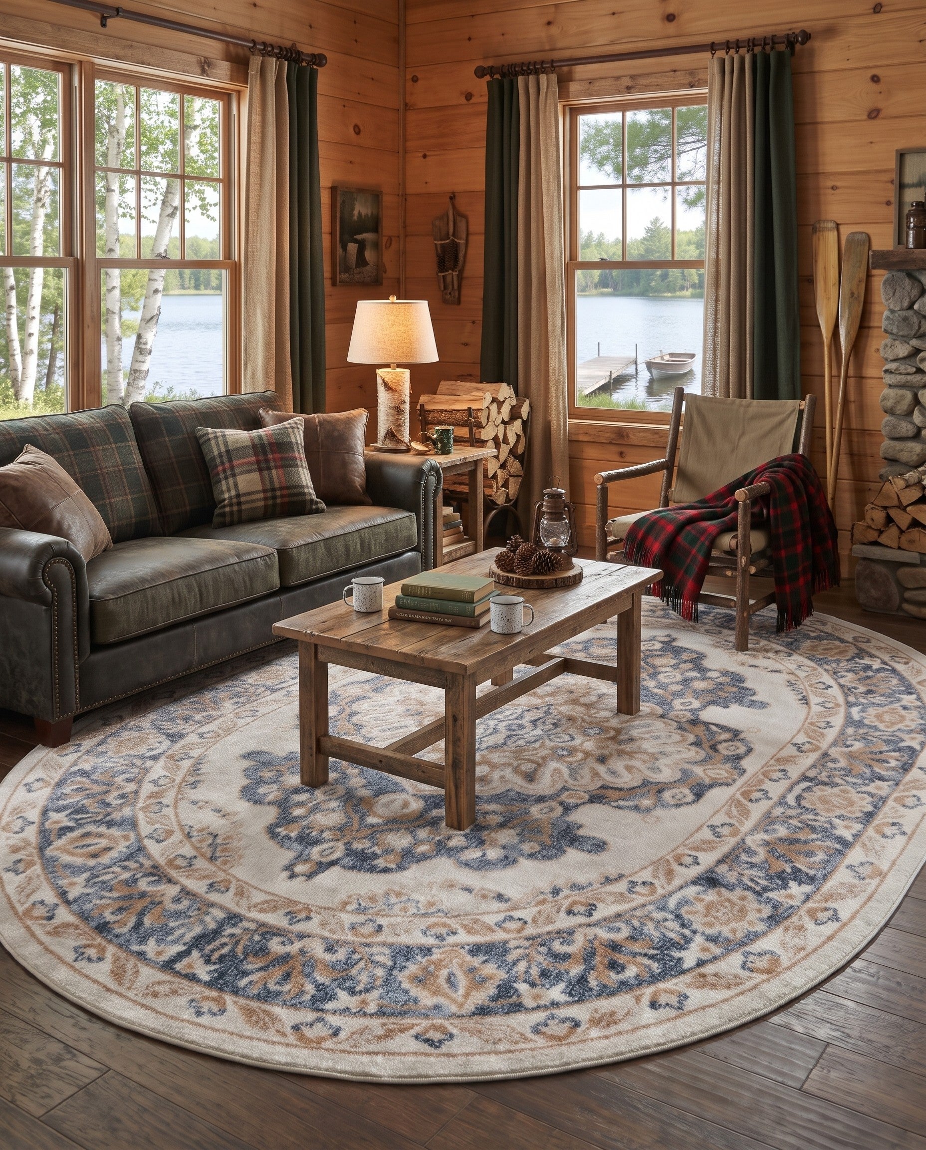 Cream Oxford Oval Rug