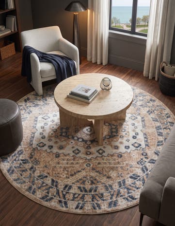 Beige Oxford Round Rug