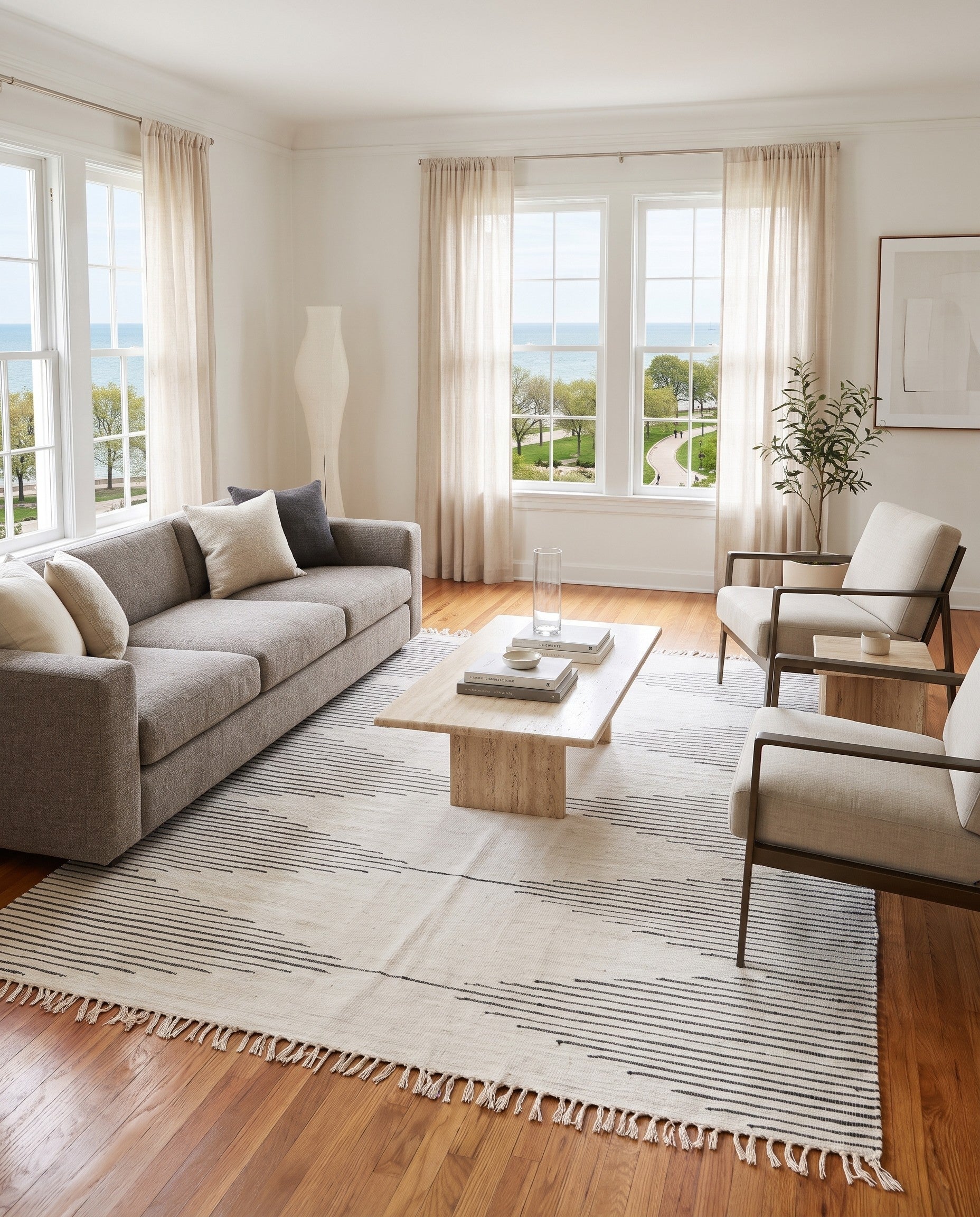 White Hand Woven Chindi Cotton Rug
