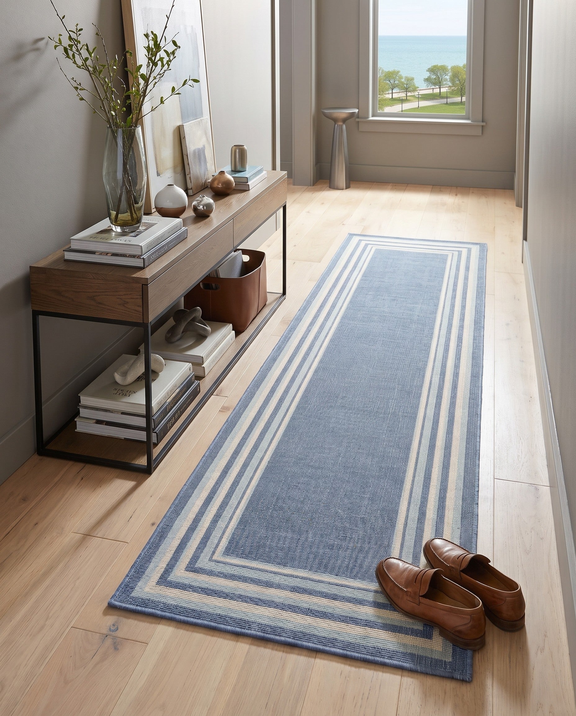 Blue Lotus Runner Rug