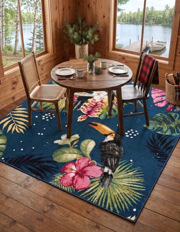 6' x 6' Easy-Clean Botanical Indoor / Outdoor Square Rug