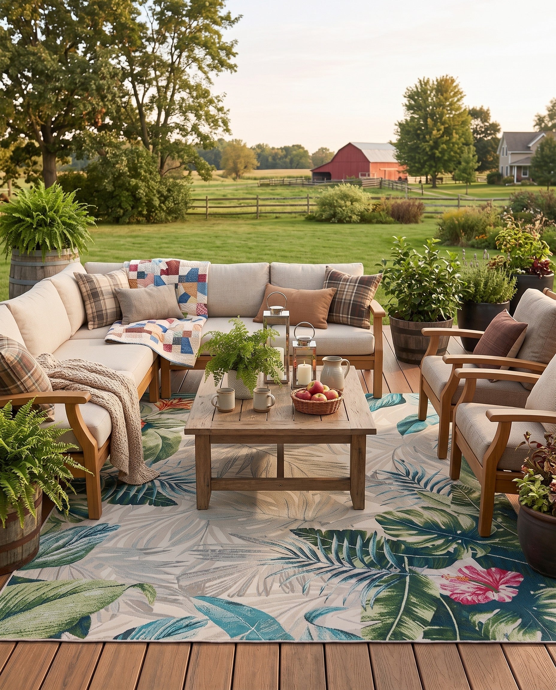 Easy-Clean Botanical Indoor / Outdoor Rug