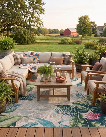 Easy-Clean Botanical Indoor / Outdoor Rug