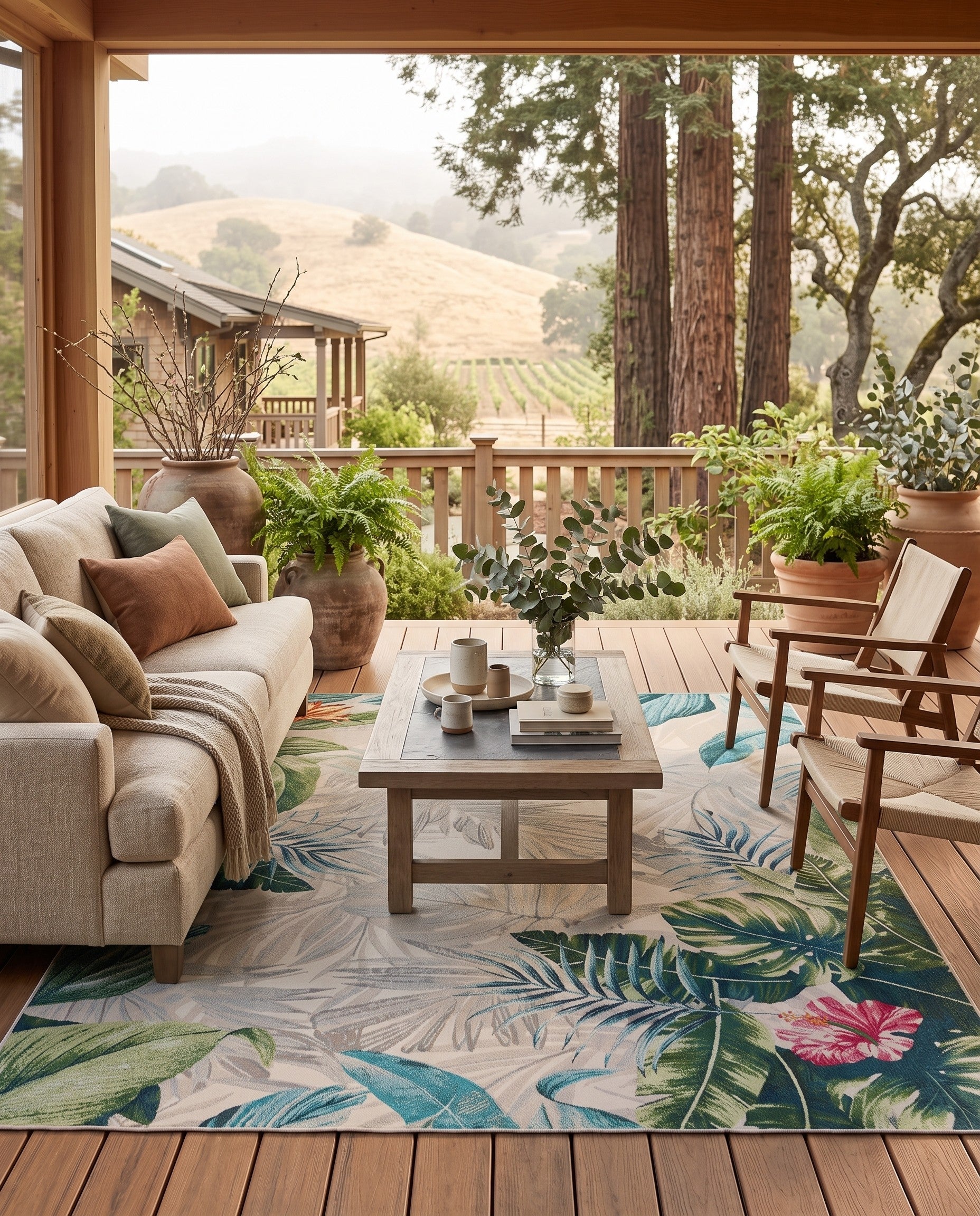 Easy-Clean Botanical Indoor / Outdoor Rug