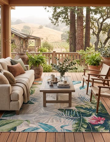 Easy-Clean Botanical Indoor / Outdoor Rug