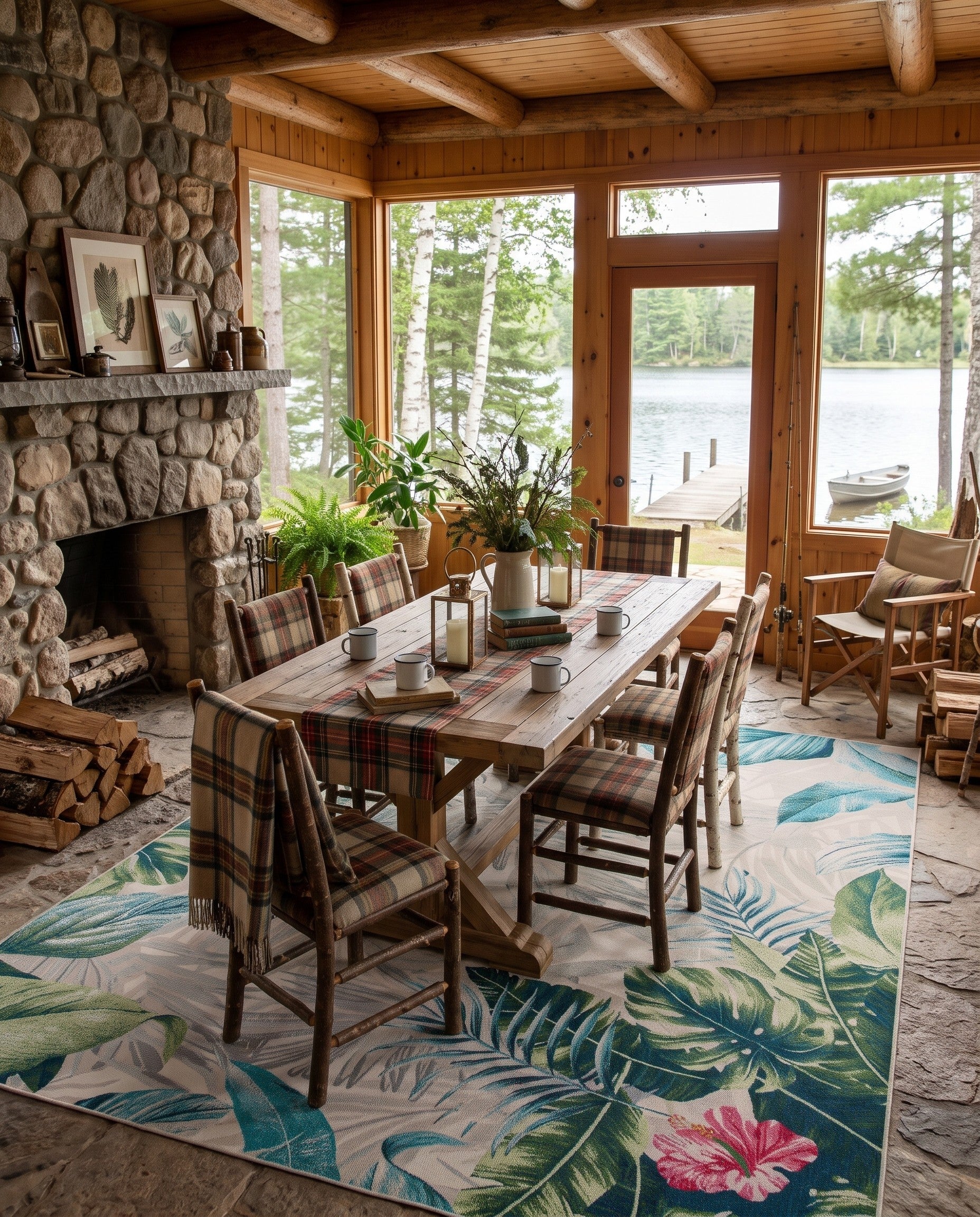 7' 10 x 10' Easy-Clean Rafferty Botanical Indoor / Outdoor Rug