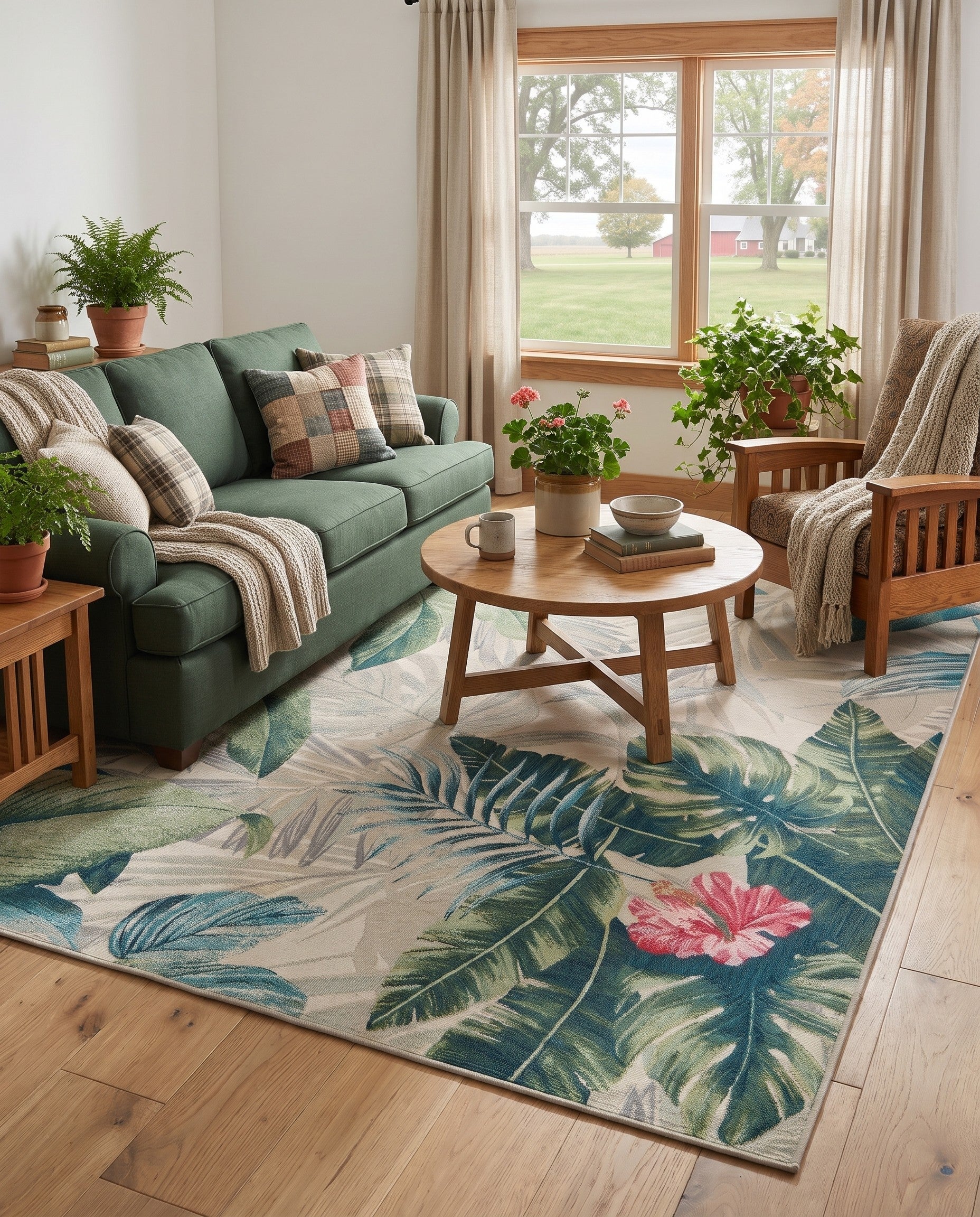 5' 3 x 8' Easy-Clean Rafferty Botanical Indoor / Outdoor Rug