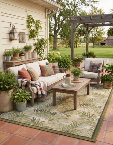 5' 3 x 8' Easy-Clean Botanical Indoor / Outdoor Rug