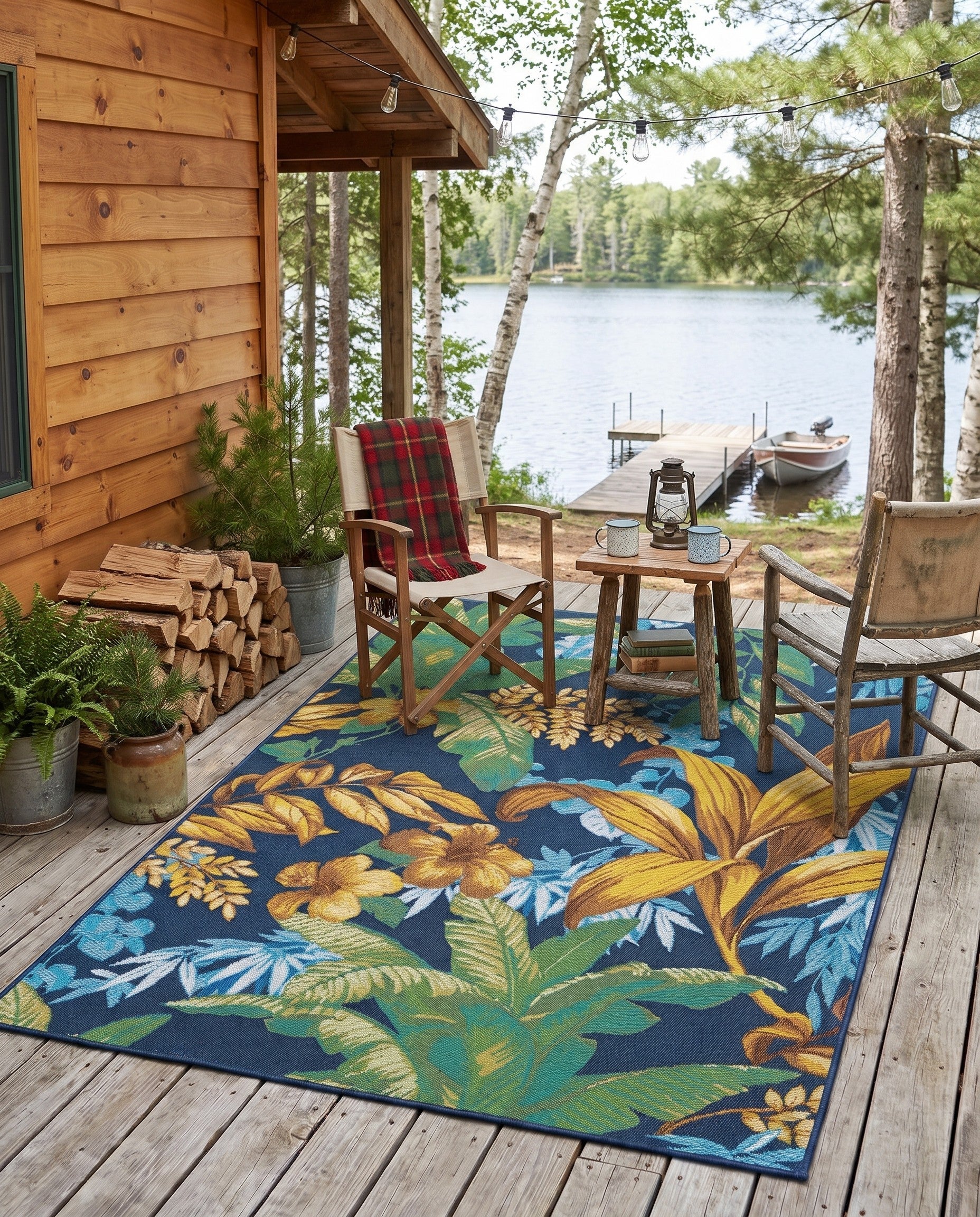 4' x 6' Easy-Clean Botanical Indoor / Outdoor Rug