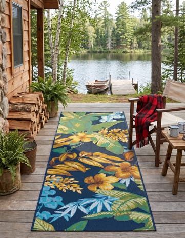 2' x 6' Easy-Clean Botanical Indoor / Outdoor Runner Rug