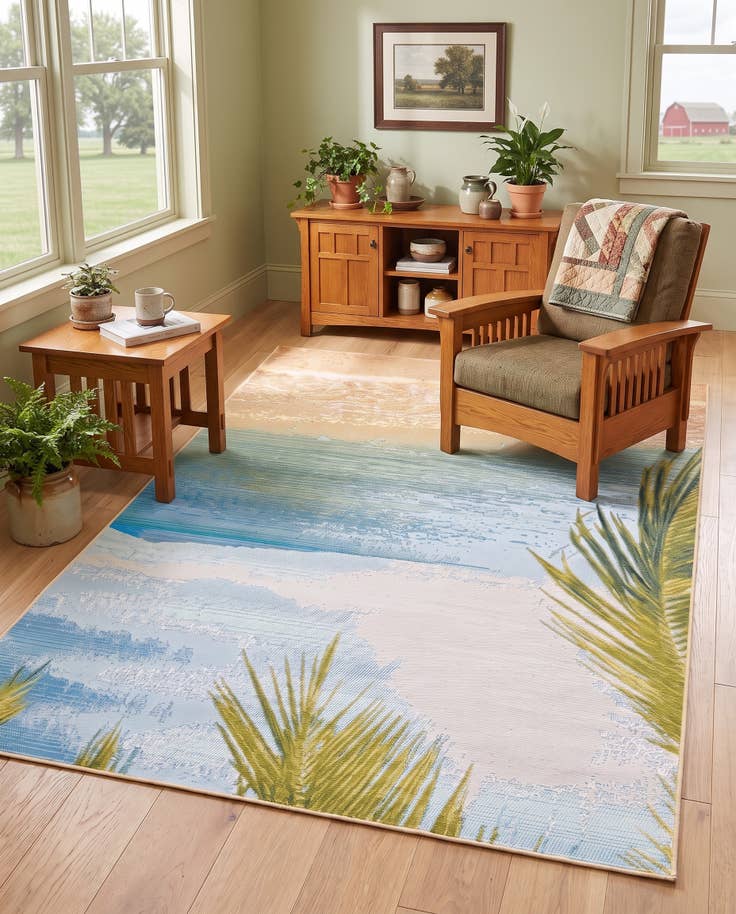 Detail image of 4' x 6' Easy-Clean Coastal Indoor / Outdoor Rug