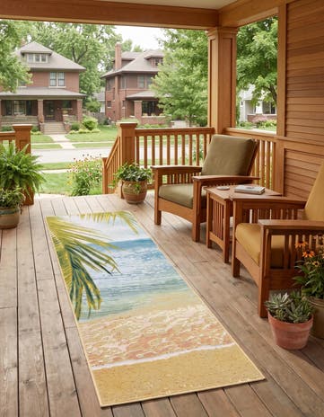 Easy-Clean Coastal Indoor / Outdoor Runner Rug