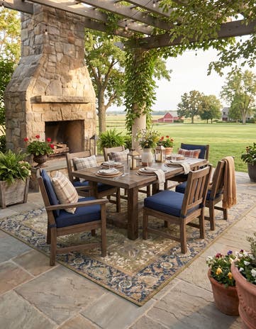 7' 10 x 10' Easy-Clean Traditional Indoor / Outdoor Rug