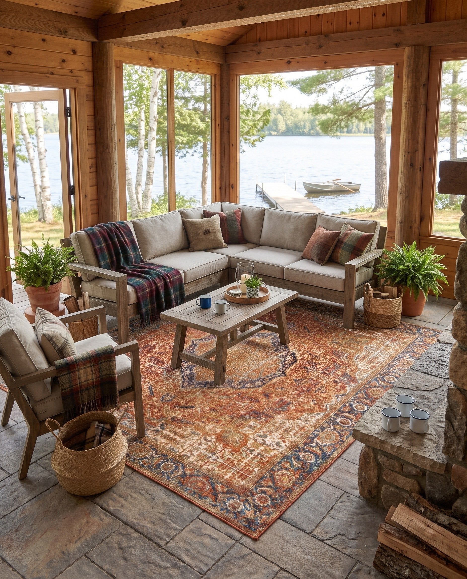 10' x 12' Easy-Clean Traditional Indoor / Outdoor Rug