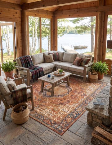 10' x 12' Easy-Clean Traditional Indoor / Outdoor Rug