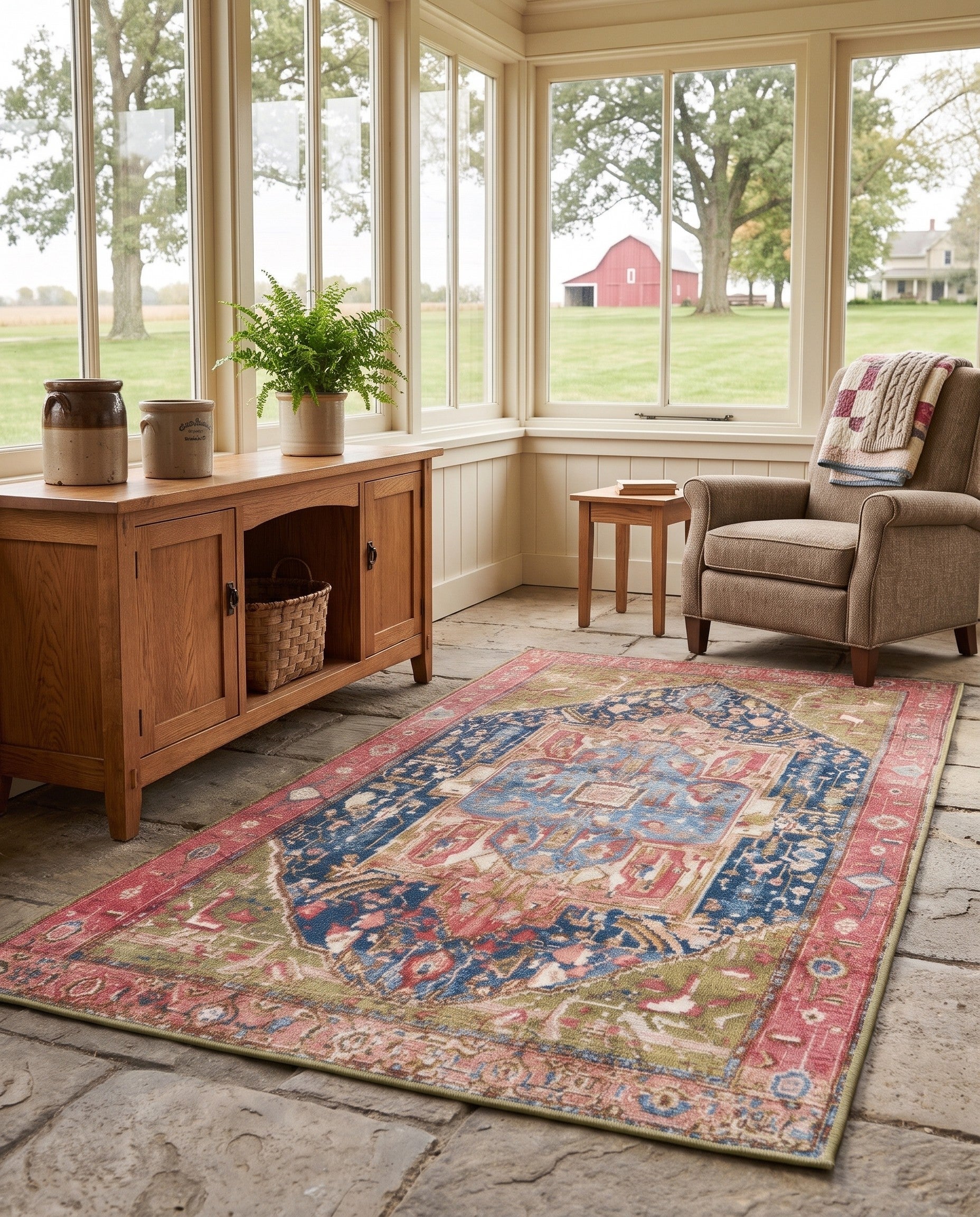 4' x 6' Easy-Clean Pemberton Traditional Indoor / Outdoor Rug