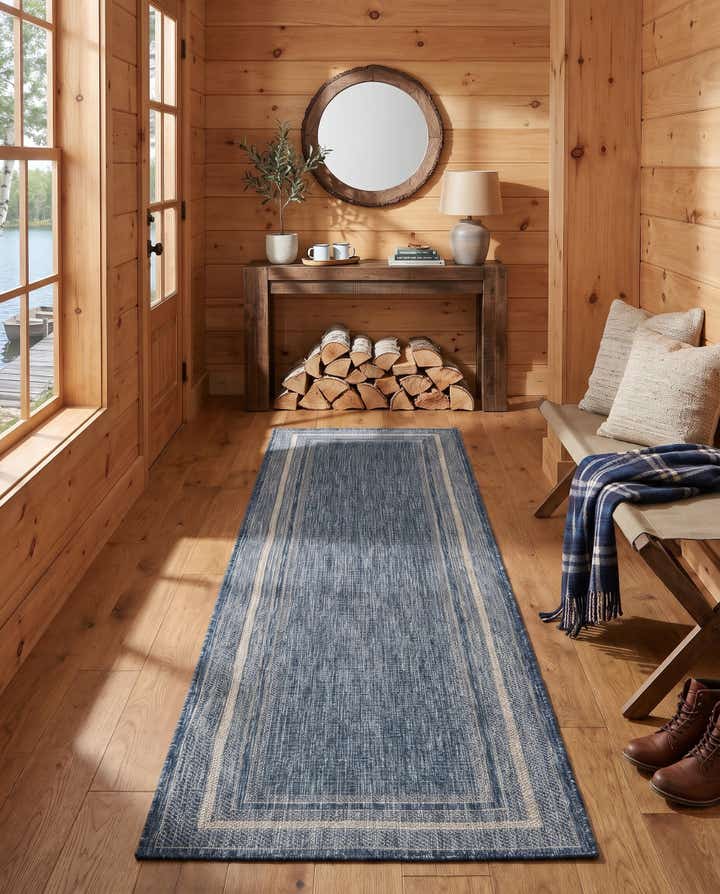 2' x 8' Easy-Clean Seabreeze Border Indoor / Outdoor Runner Rug