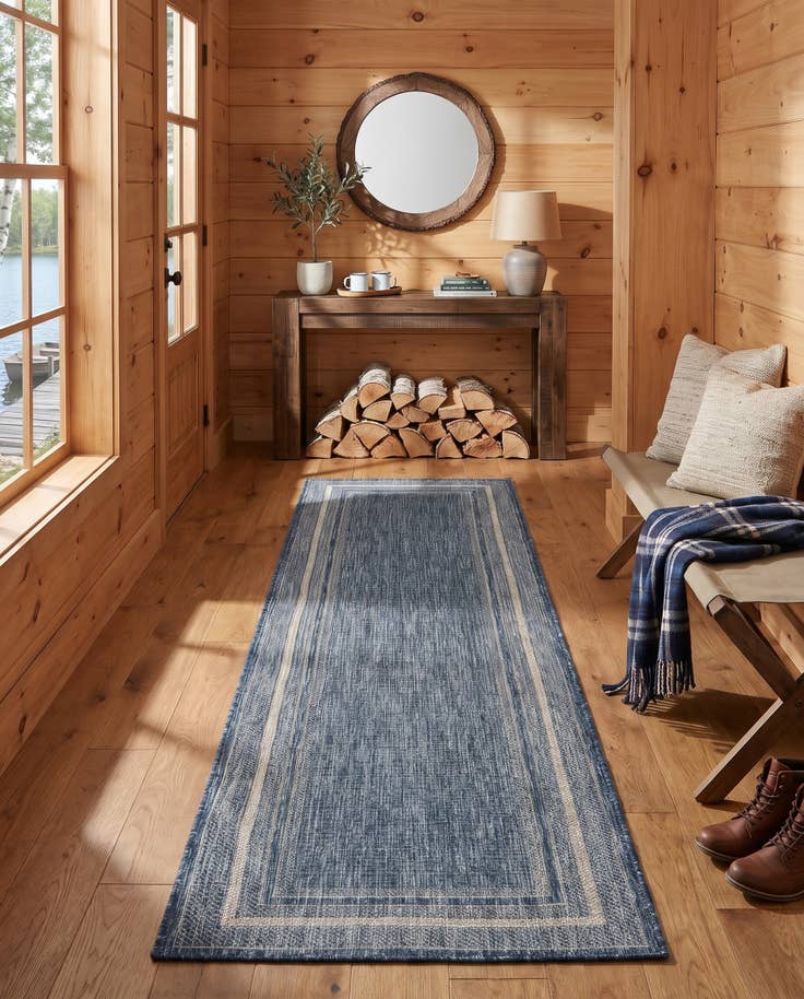 Detail image of 2' x 8' Easy-Clean Seabreeze Border Indoor / Outdoor Runner Rug