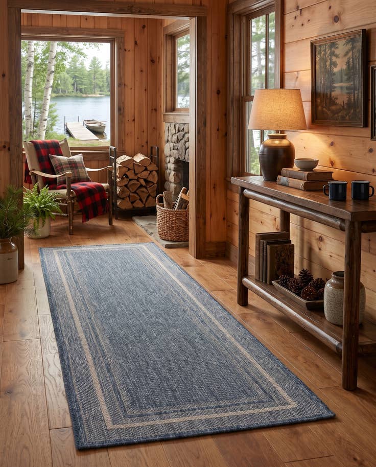 Detail image of 2' x 8' Easy-Clean Seabreeze Border Indoor / Outdoor Runner Rug