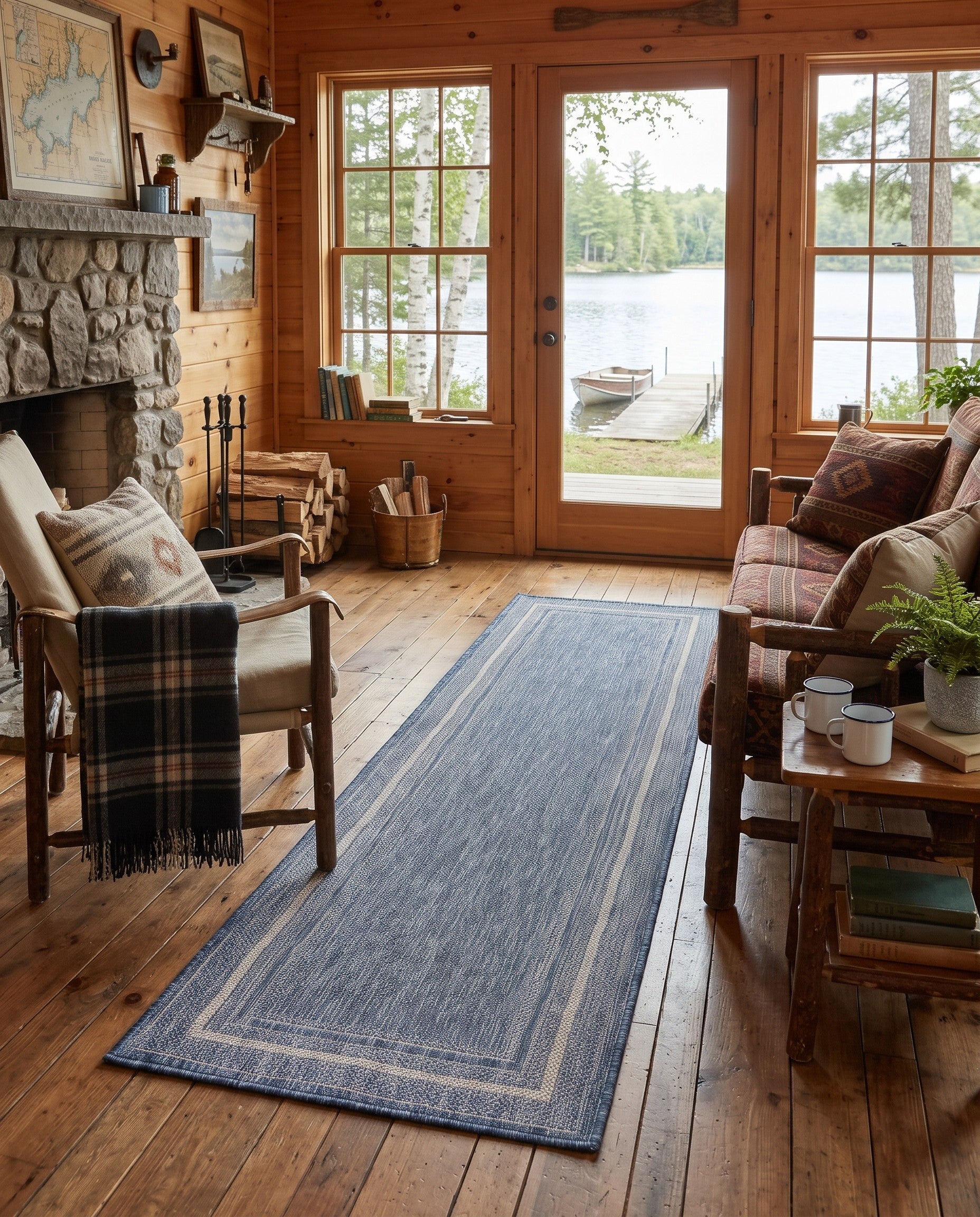 2' x 8' Easy-Clean Border Indoor / Outdoor Runner Rug