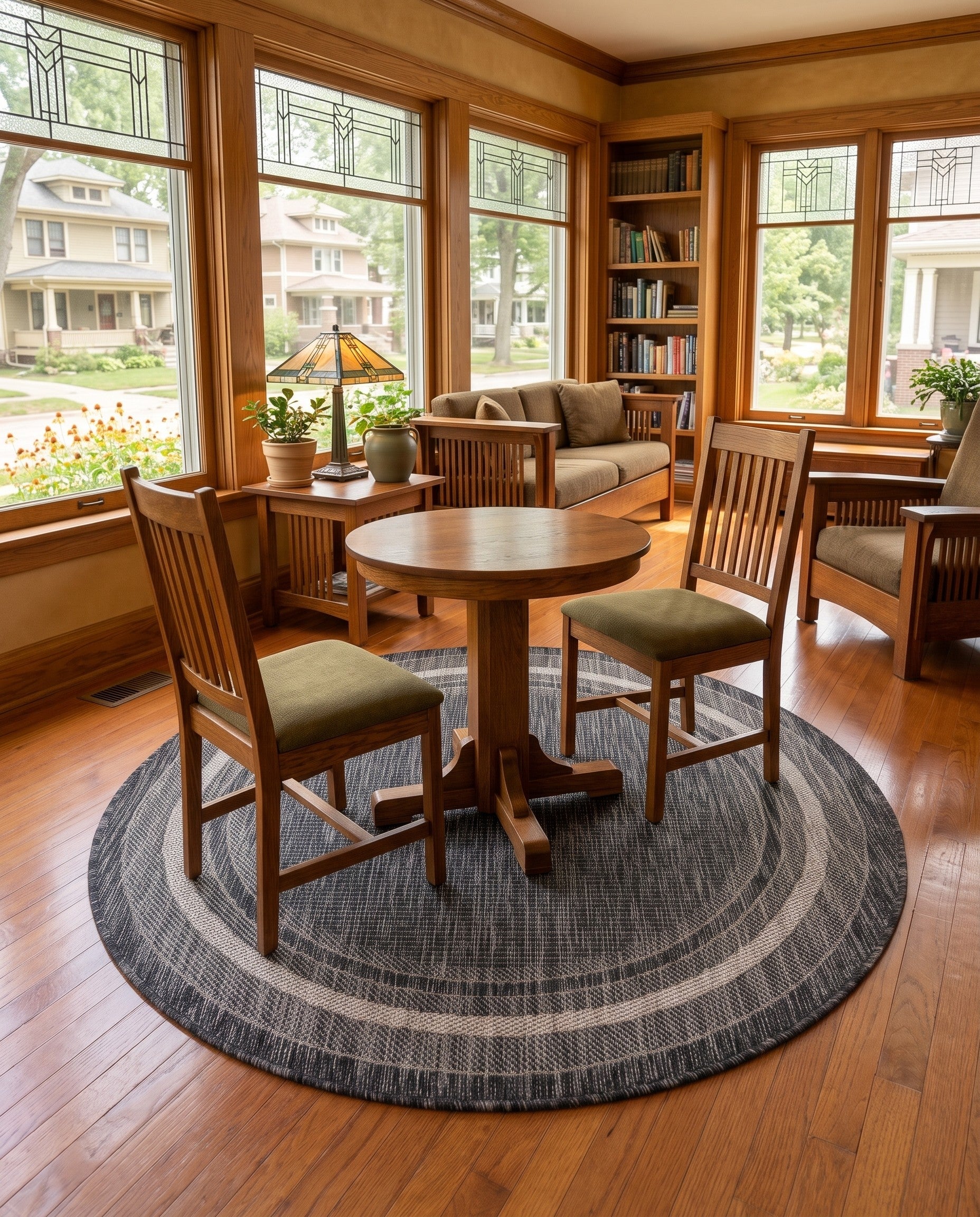 4' x 4' Easy-Clean Border Indoor / Outdoor Round Rug
