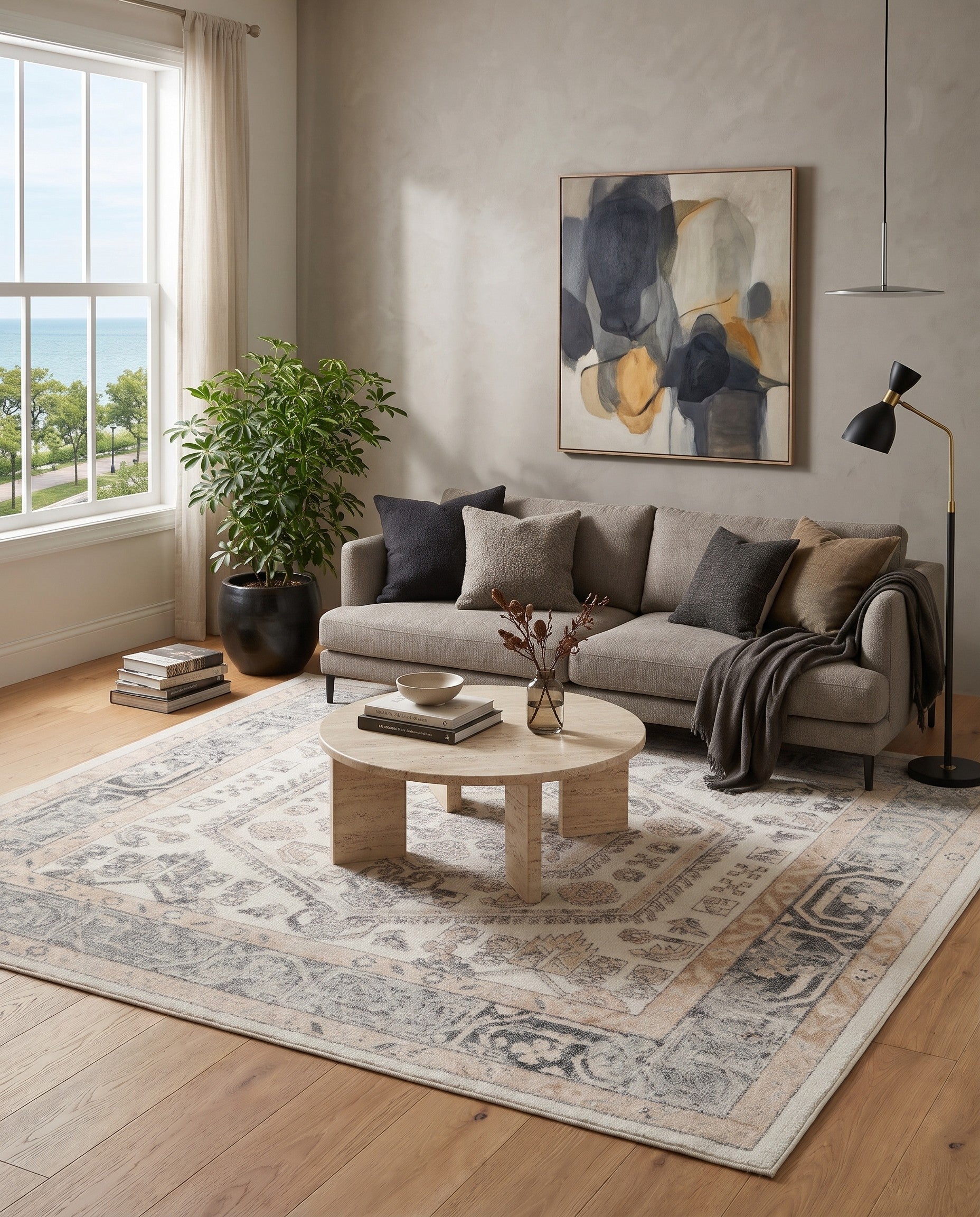 Ivory Aurelia Square Rug