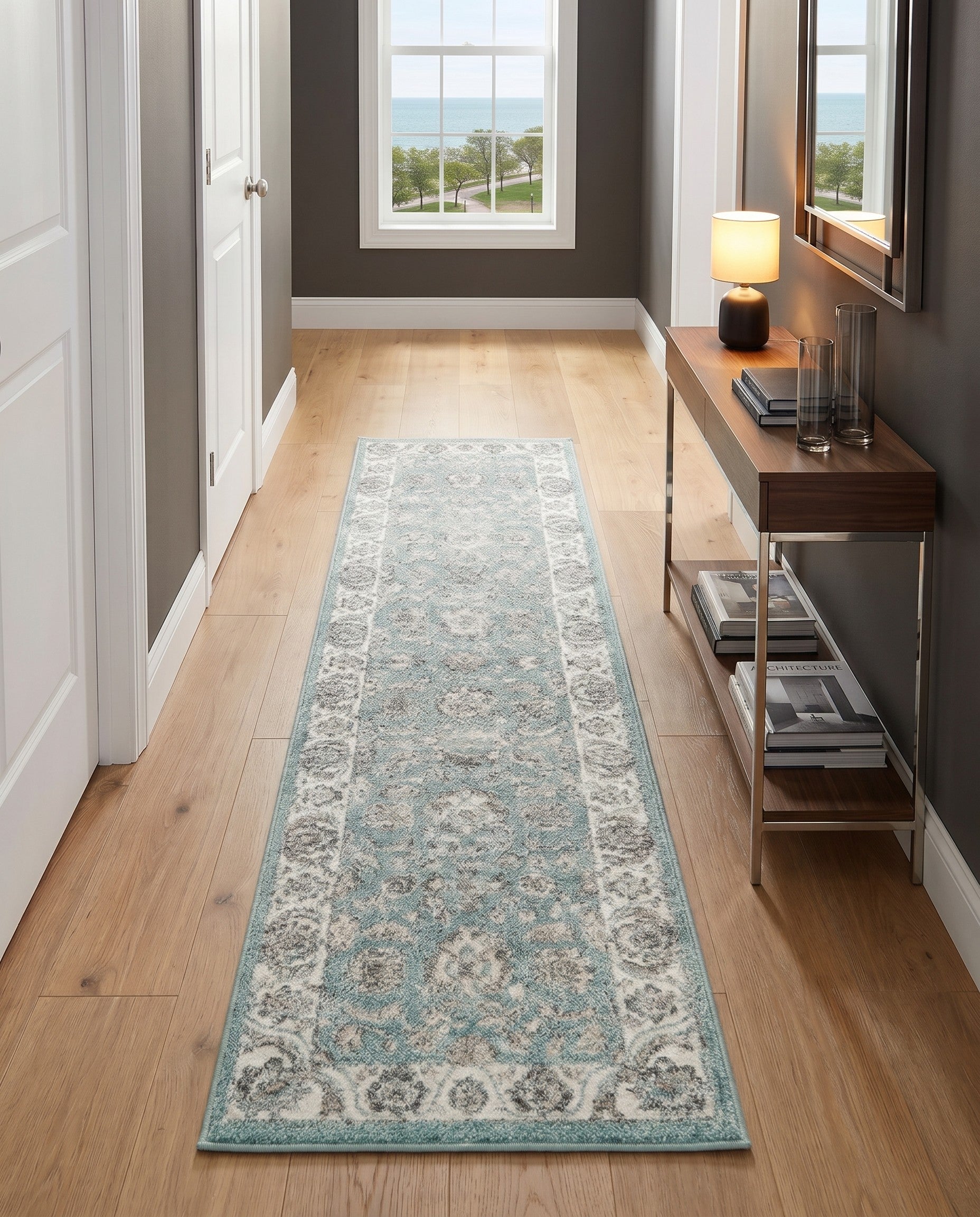 Aqua Blue Aurelia Runner Rug