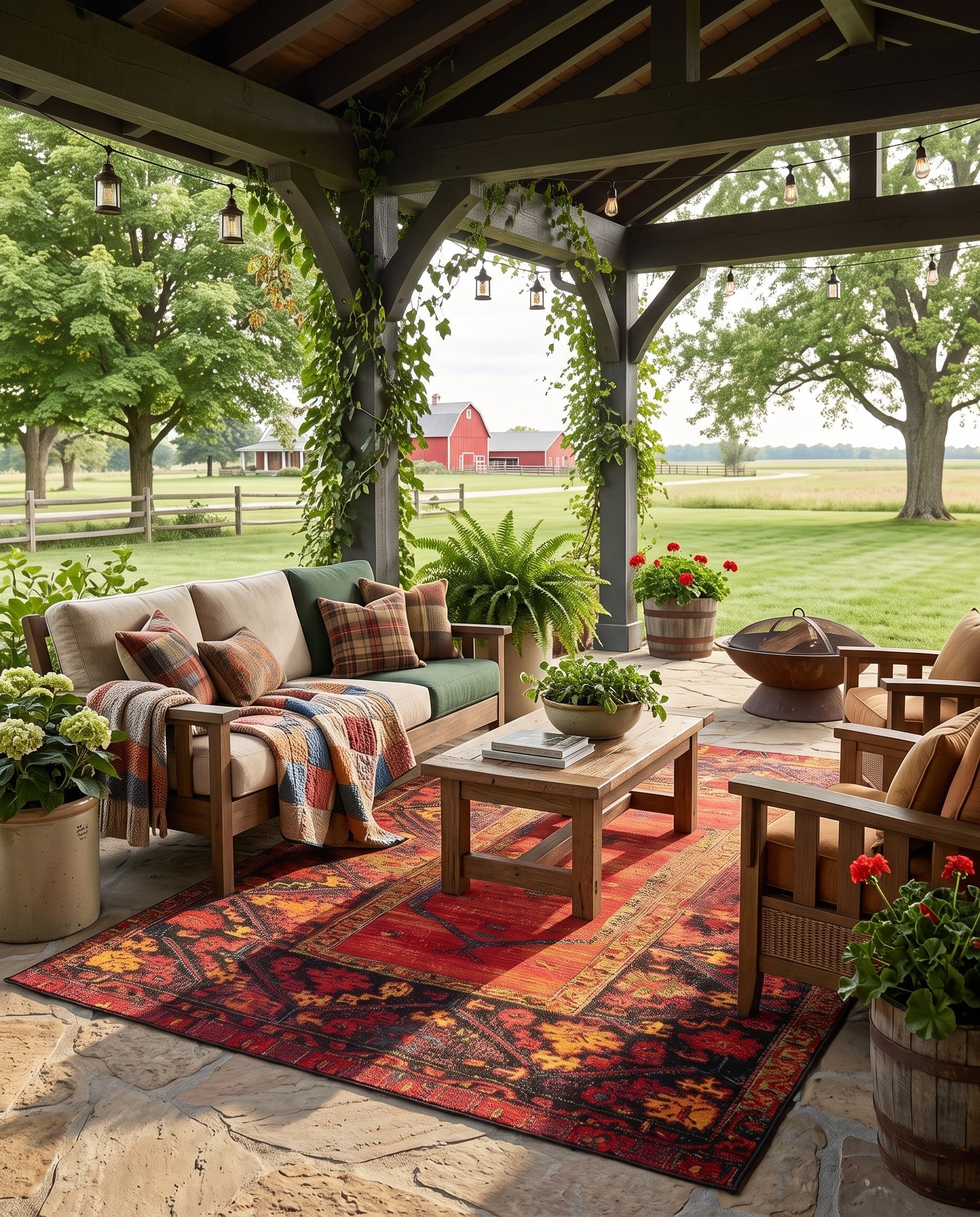 Easy-Clean Tribal Indoor / Outdoor Rug