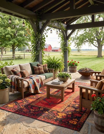 Easy-Clean Tribal Indoor / Outdoor Rug