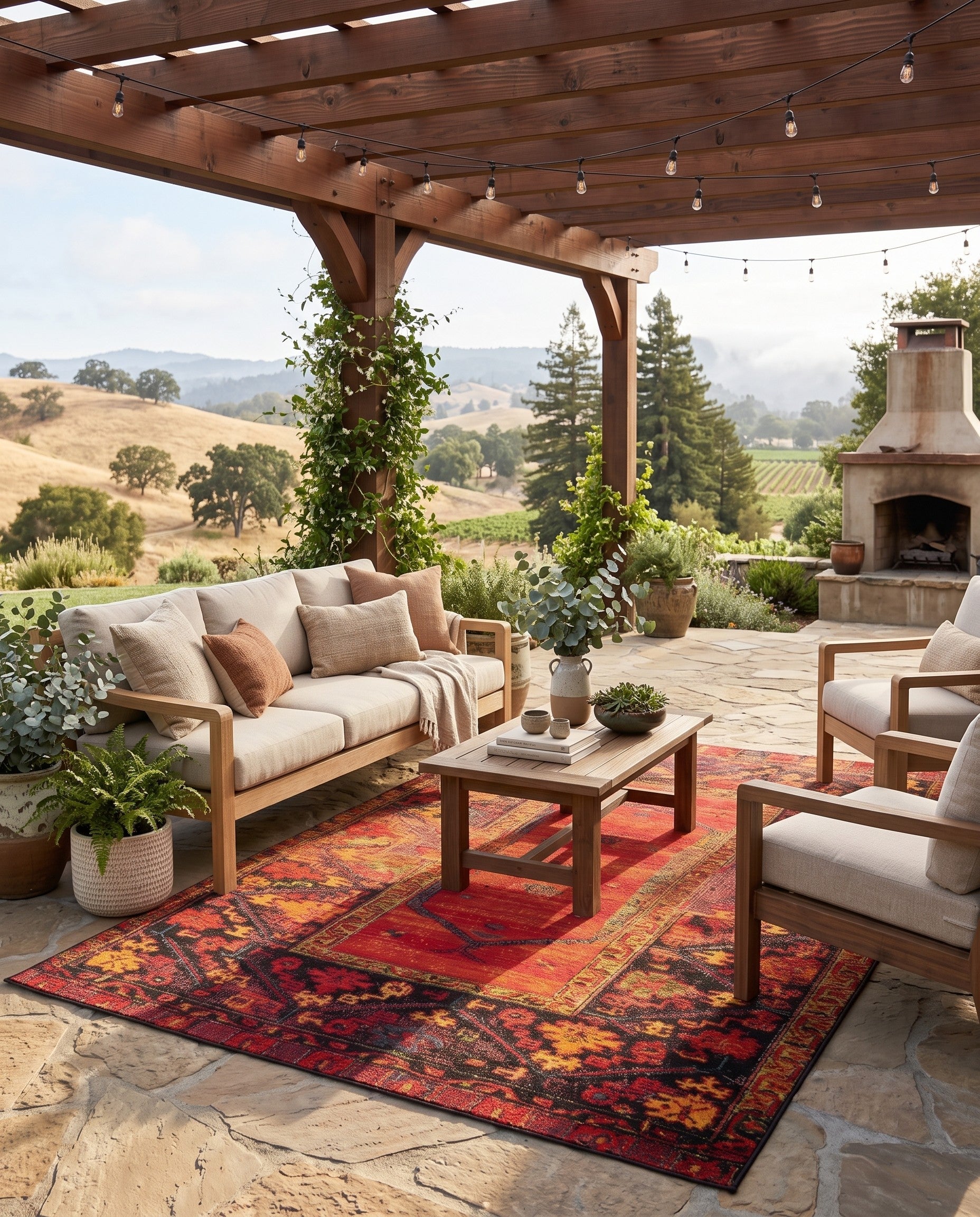 Easy-Clean Tribal Indoor / Outdoor Rug