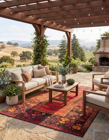 Easy-Clean Tribal Indoor / Outdoor Rug