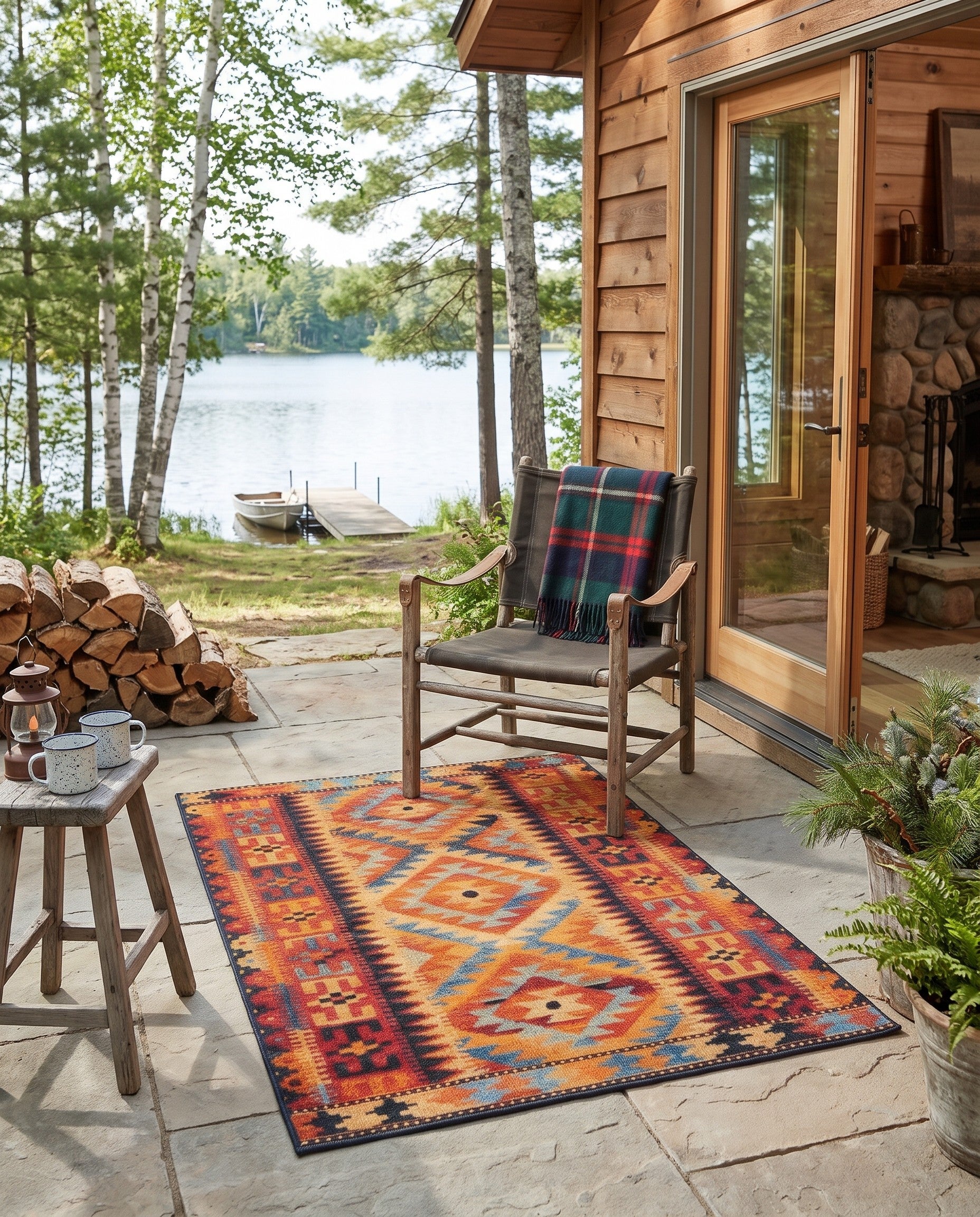 2' x 3' Easy-Clean Tribal Indoor / Outdoor Rug