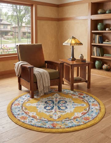 Yellow Parker Round Rug
