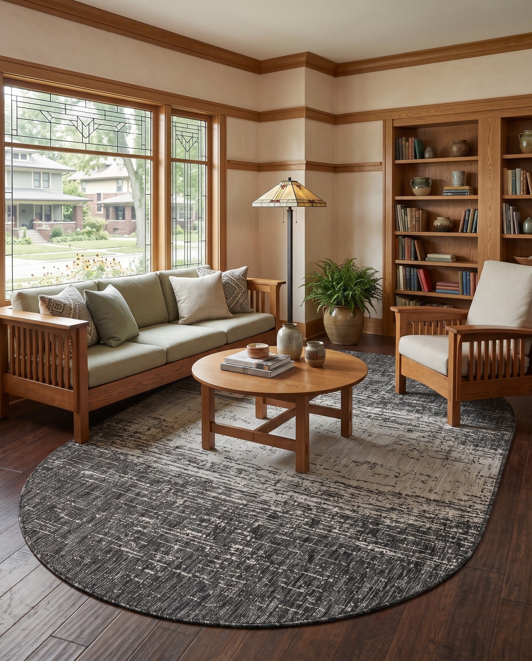 5' 3 x 8' Easy-Clean Modern Indoor / Outdoor Oval Rug