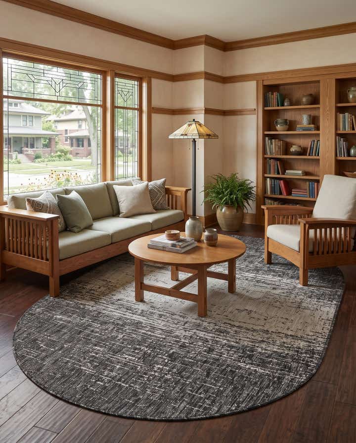5' 3 x 8' Easy-Clean Modern Indoor / Outdoor Oval Rug