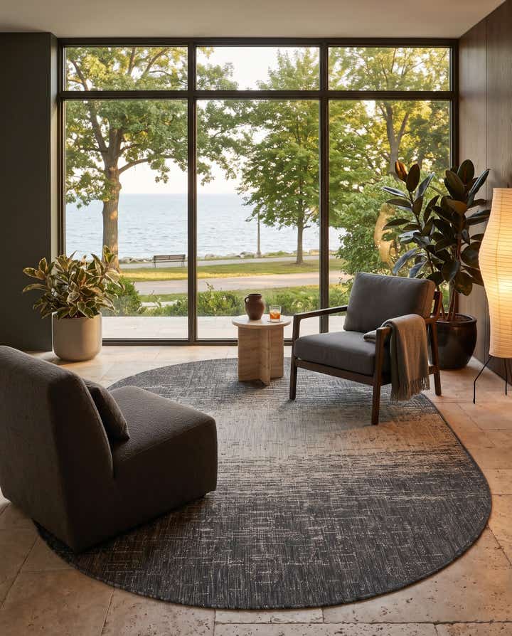 5' 3 x 8' Easy-Clean Modern Indoor / Outdoor Oval Rug