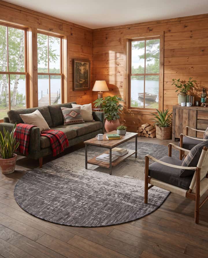 5' 3 x 8' Easy-Clean Modern Indoor / Outdoor Oval Rug